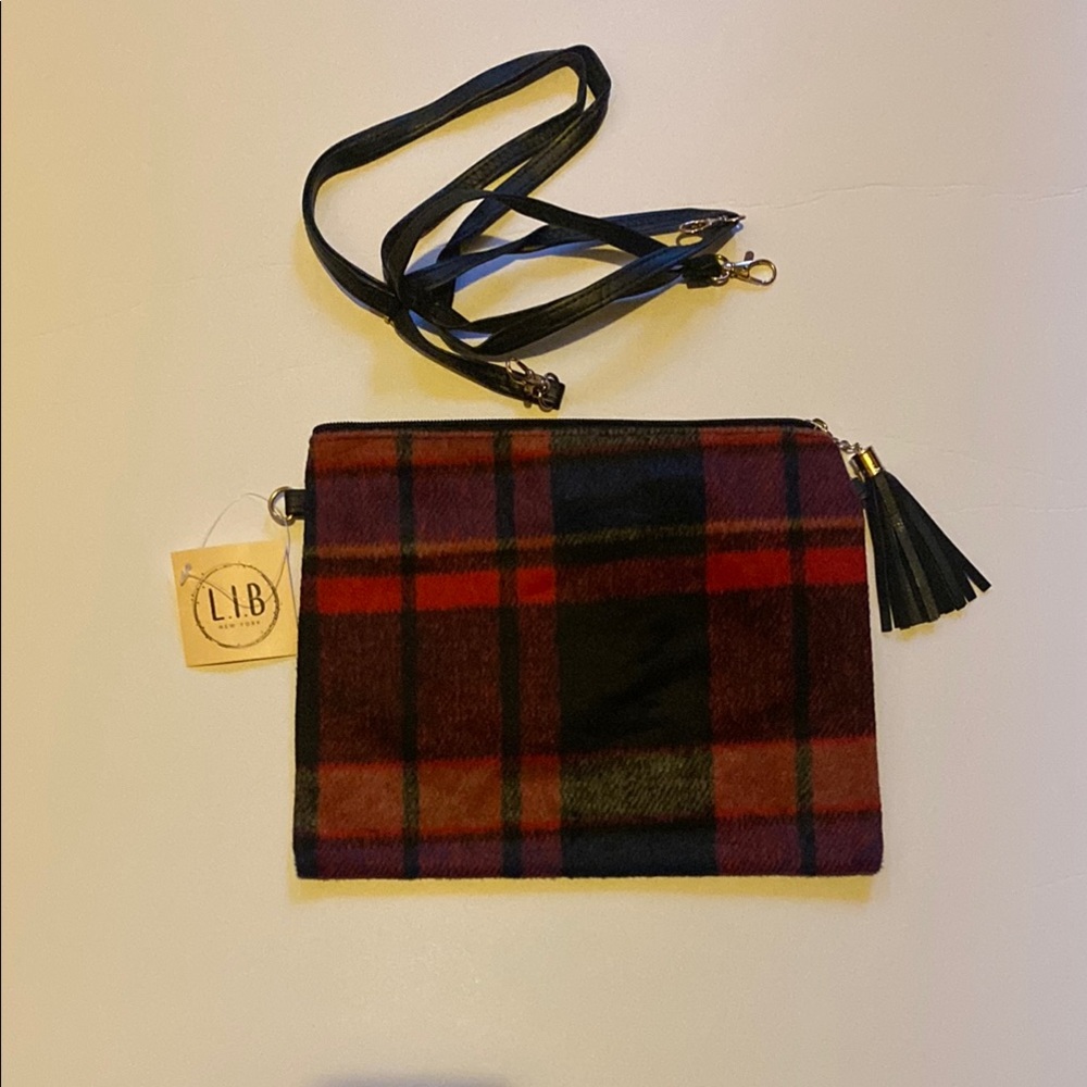 Plaid Crossbody Bag - Red and Black